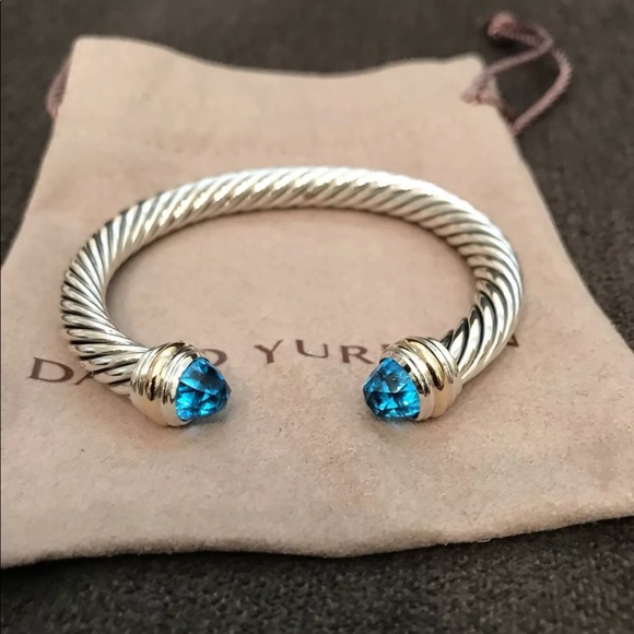 David Yurman Jewelry - David Yurman Blue topaz 14k silver bracelet cuff